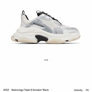Balenciaga Triple S Sneakers Black White Silver EU 34